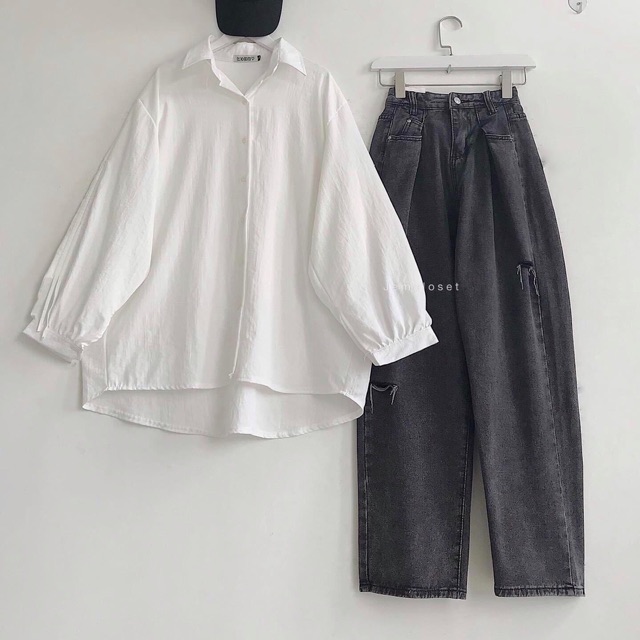 [Mã SKAMSALE8 giảm 10% đơn 200K] Áo sơ mi trắng trơn tay bồng | BigBuy360 - bigbuy360.vn