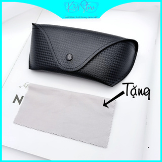 Hộp Kính 🔰[Tặng Khăn]🔰 Hộp Đựng Kính Chống Sốc Tuyệt Đối Vân Sang Trọng Hộp Kính Có Đai Chống Sốc Bên Trong
