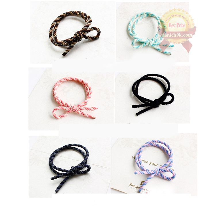 Chun buộc tóc đôi bện 2 màu kép sang trọng vintage dễ thương