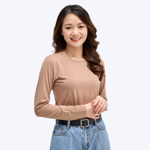 Áo giữ nhiệt nữ YODY vải cotton co dãn, cổ tròn ấm áp, mềm mịn ATN4606 | BigBuy360 - bigbuy360.vn