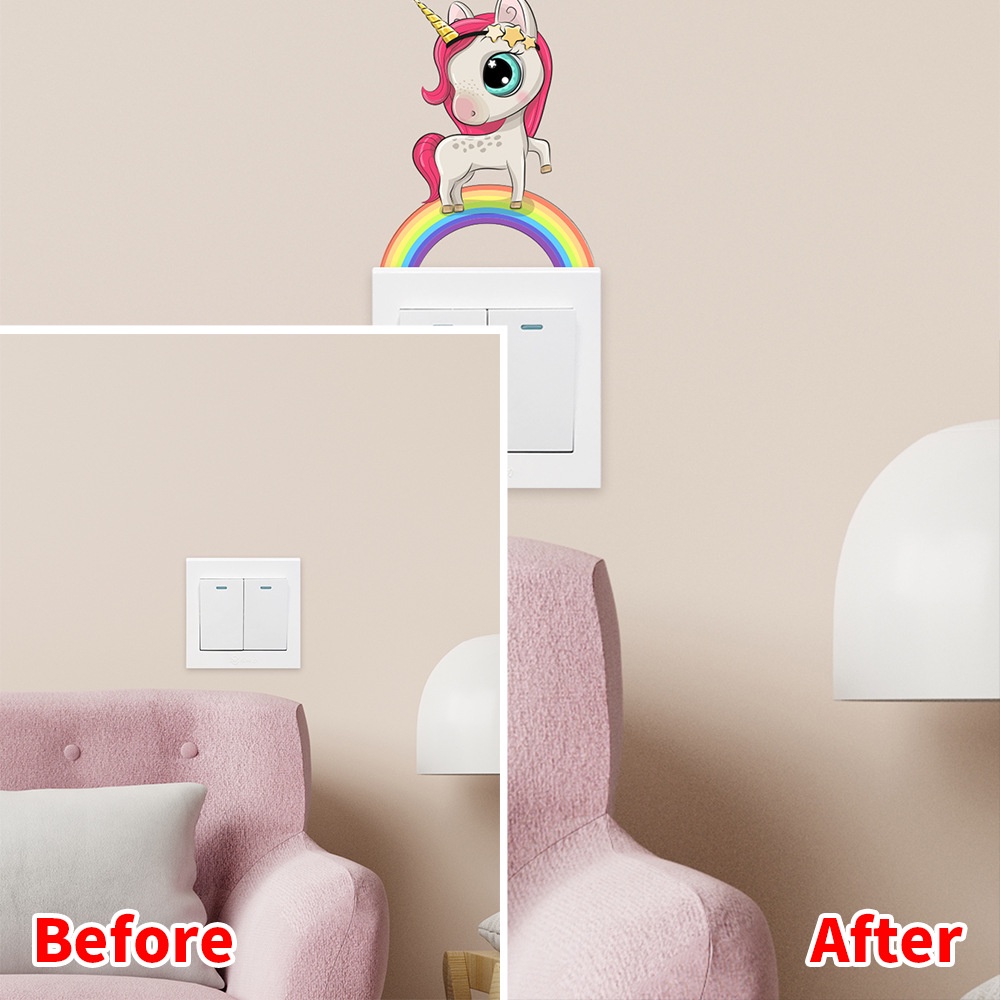 Miếng Dán Trang Trí Công Tắc Hình Kỳ Lân Hoạt Hình Sáng Tạo