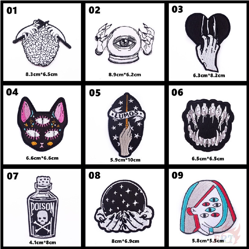 ☸ Miếng Dán Ủi Thêu Hình Nghệ Thuật Phong Cách Punk Goth ☸ 1 Sticker Ủi Thêu Hình Huy Hiệu