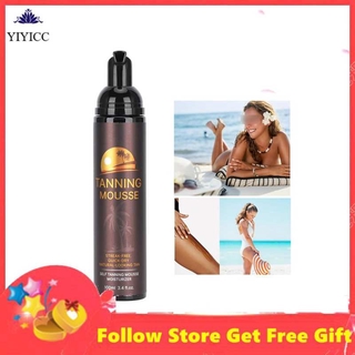 Yiyicc 100ml Self Tanner  Body Black Bronze Long Lasting Sunless Tanning Mousse Safe and Effective Ome Beach Pool Lotion