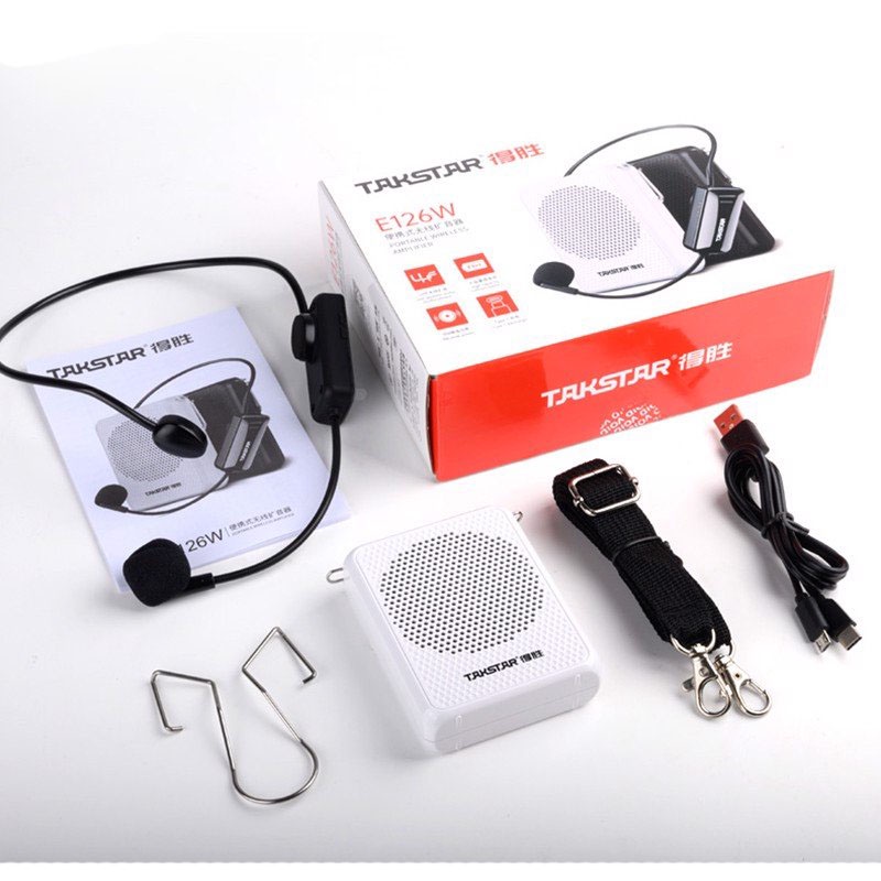Takstar E126W - Máy Trợ Giảng Không Dây UHF, Công Suất 8W Cho Giảng Dạy, Bán Hàng, Tour Du Lịch