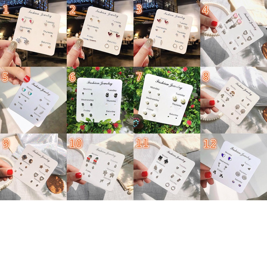 Set 6 Khuyên Tai Đính Ngọc Trai Giả Xinh Xắn Cho Nữ