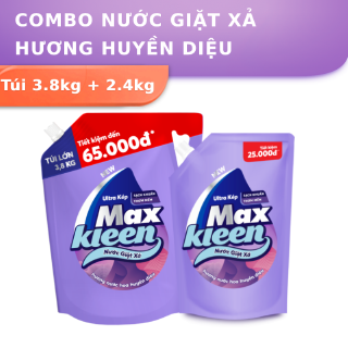 Combo 2 Túi Nước Giặt Xả MaxKleen Hương Huyền Diệu 3.8kg + 2.4kg