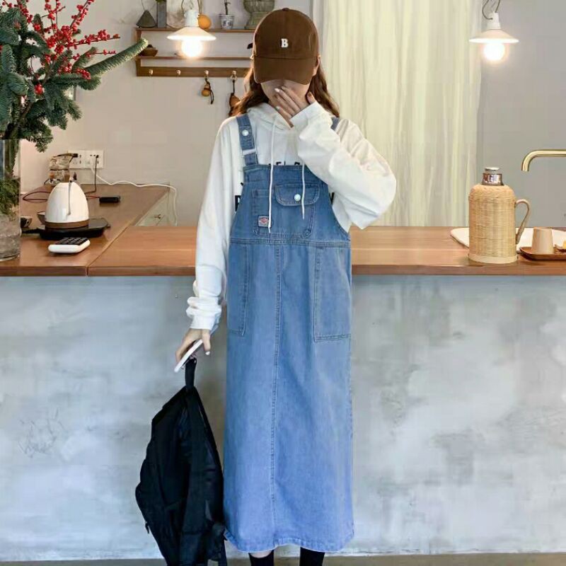 Váy dây denim rộng rãi