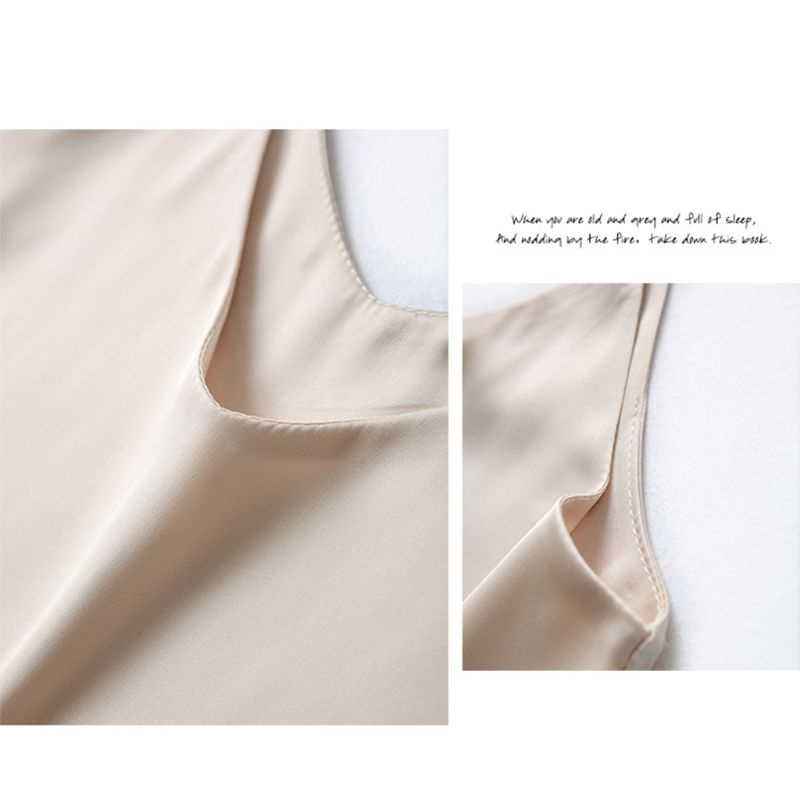 Xiangbao Áo Tank Top Hai Dây Dáng Rộng Giả Lụa Màu Trơn Đơn Giản Quyến Rũ Cho Nữ