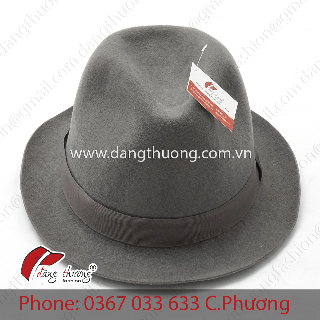 Mũ nón phớt fedora chất liệu nỉ/ dạ THẬT 100%, cao cấp cho trung niên, lớn tuổi, người già, cổ điển vintage - MÀU GHI