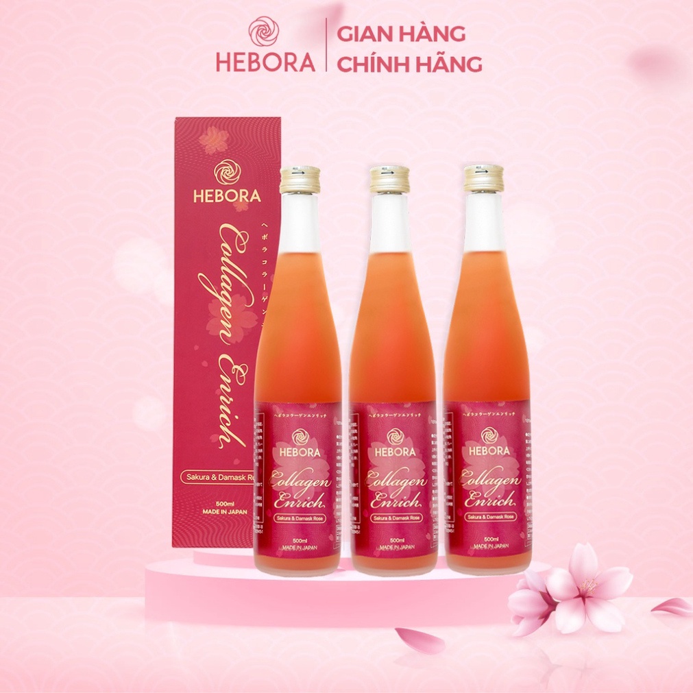 Combo 3 chai nước uống trẻ hóa Hebora Collagen Enrich TẶNG 1 chai Collagen cùng loại - Hàng chính hã