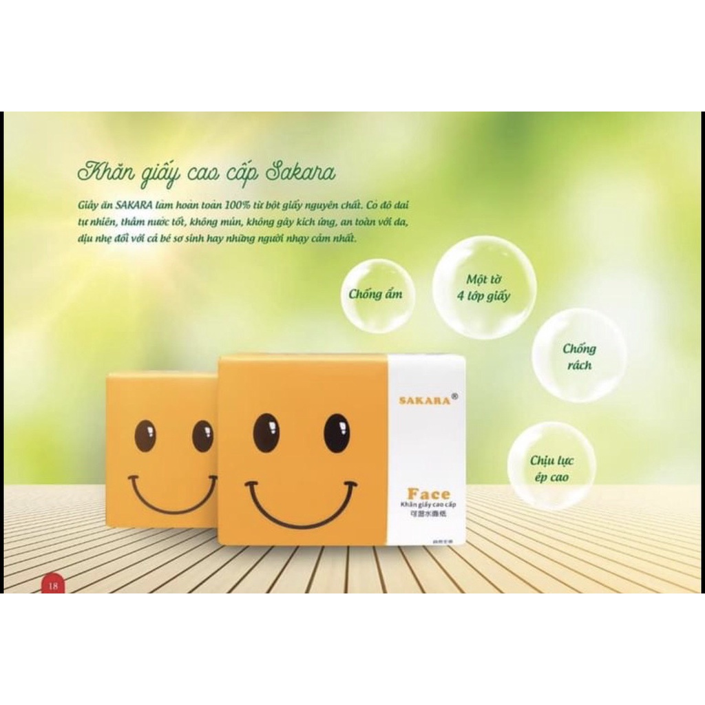 Giấy ăn gấu trúc SAKARA mặt cười 1 tờ 4 lớp mềm dai không bụi giấy lau an toàn cho sức khoẻ thay thế khăn giấy vệ sinh