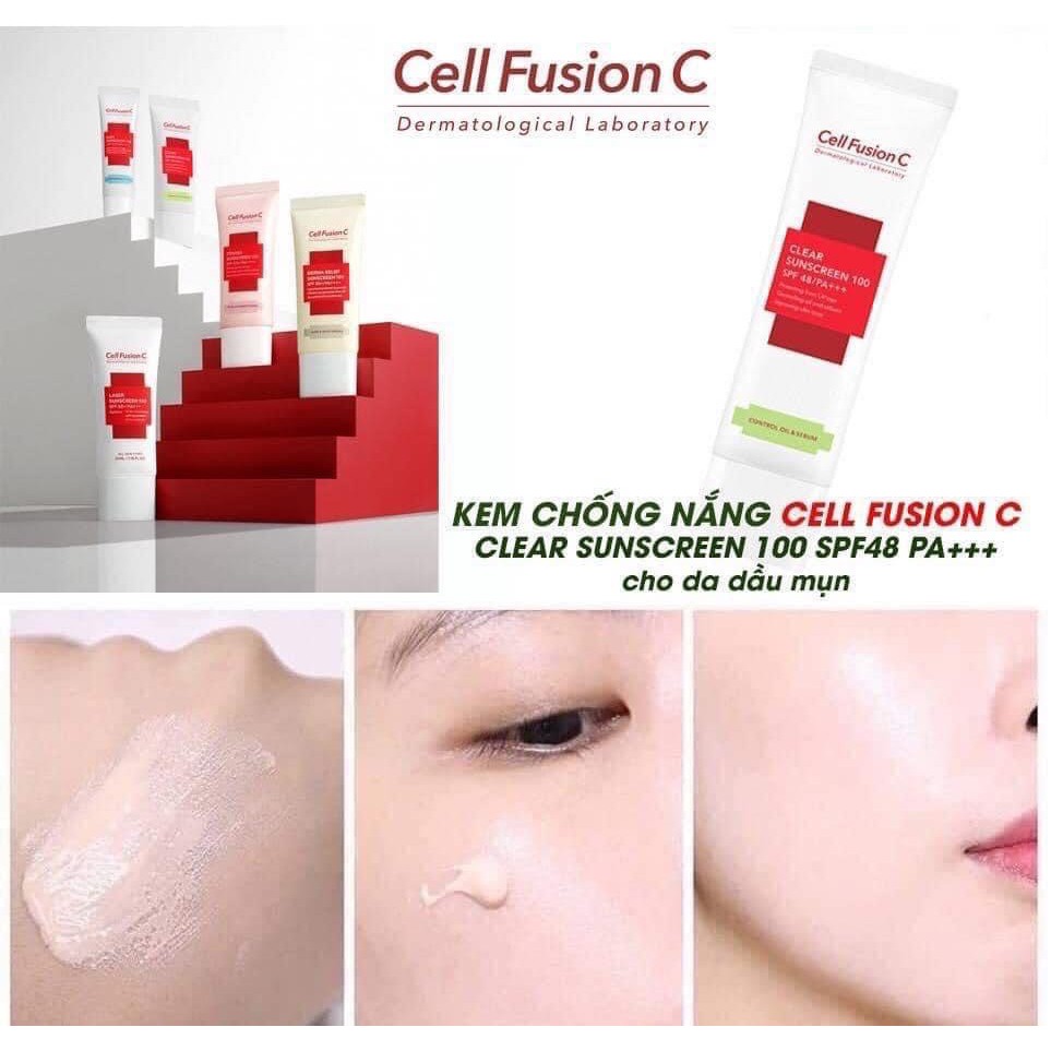 Kem chống nắng Cell Fusion C Toning / Laser / Clear 50ml / 10ml