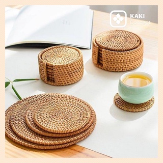 Lót ly vuông 10x10 cm - Đế lót ly mây tre đan