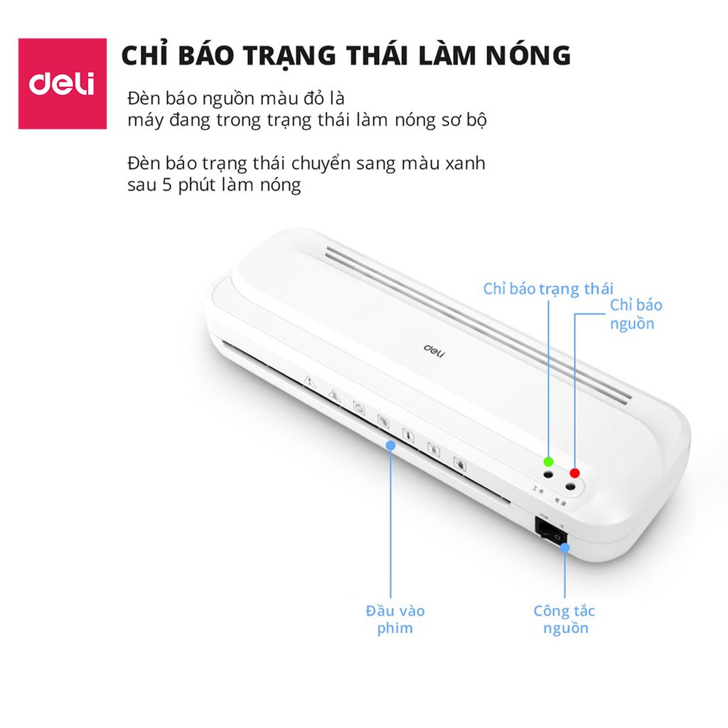 Máy Ép Plastic Khổ A4 Deli Chính Hãng Chuyên Dụng - An Toàn Và Dễ Dàng Sử Dụng - Phù Hợp Ép Màng Ảnh, Poster - E2132