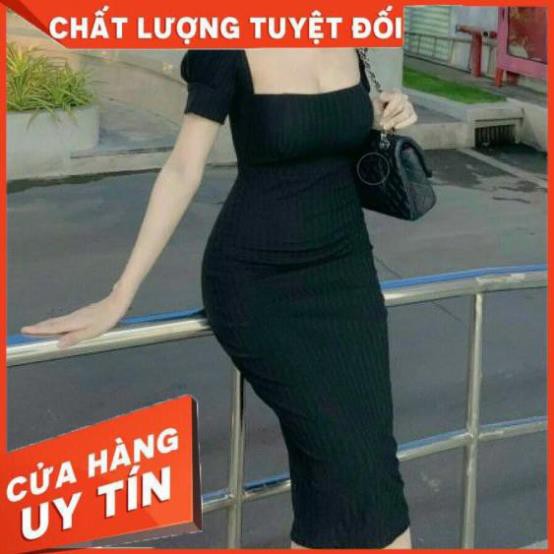 🌈FREESHIP🌈 [Mã WASTUP giảm 10% tối đa 30K đơn 99K] Đầm body cổ vuông dài qua gối cao cấp sang trọng