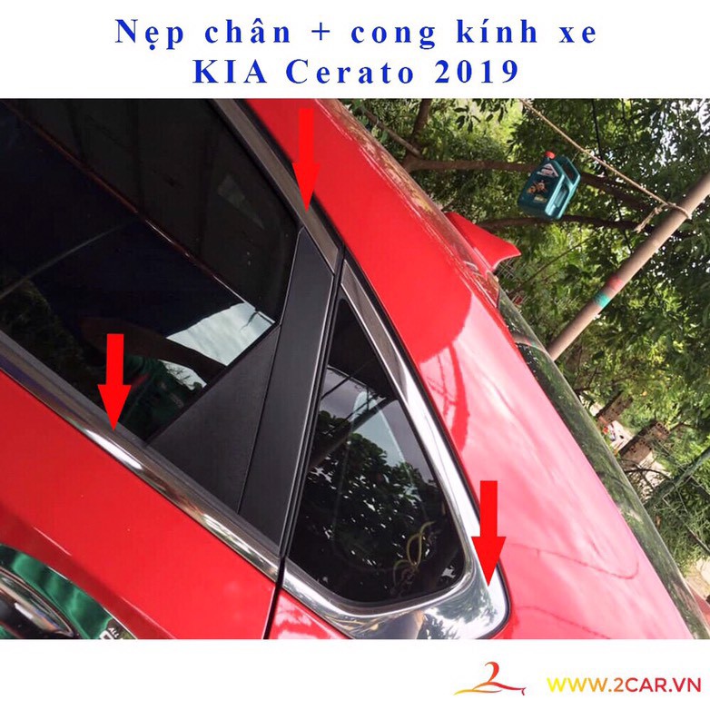 Nẹp viền inox chân và cong kính xe ô tô, xe hơi Kia Cerato 2019-2020