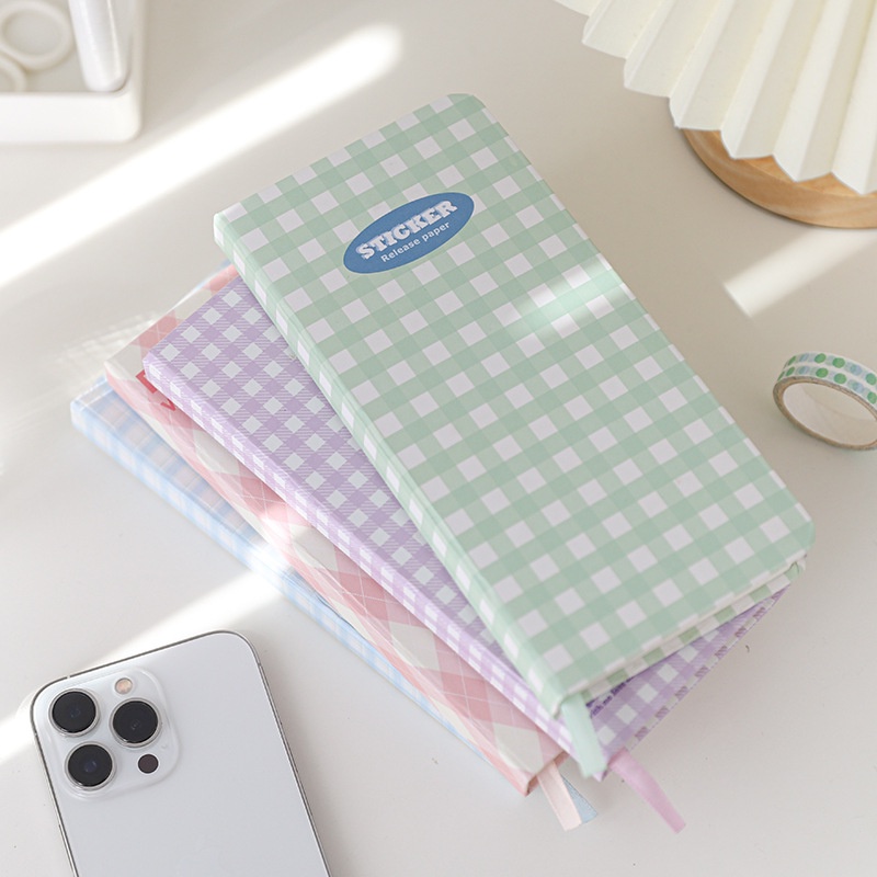 Sổ Tay Slim Weekly Planner Bìa Caro Pastel Ruột Kẻ Ô Vuông 96 Trang