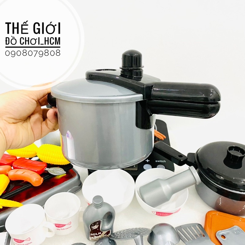 [CAO CẤP-TRỢ GIÁ] Đồ chơi bộ đồ hàng nấu ăn thiết kế bếp từ dùng pin phát ra tiếng như thật dành cho bé thích nội trợ.