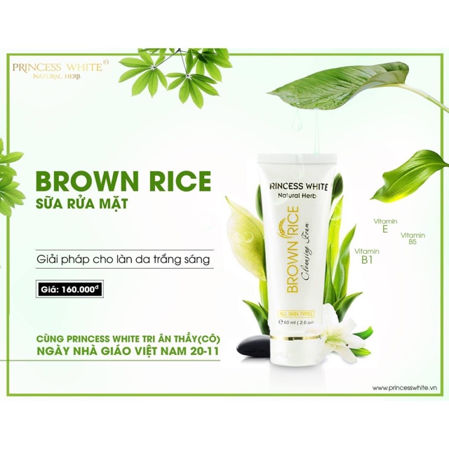 (HÀNG MỚI CHÍNH HÃNG ) SỮA RỬA MẶT MẦM GẠO PRINCESS WHITE