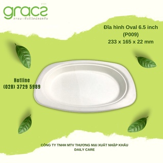 10 Đĩa Oval bã mía Thái Lan 6.5 inch - thương hiệu Gracz