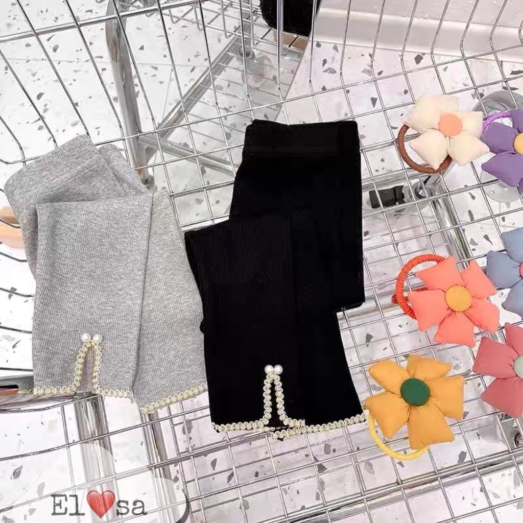 Quần legging Cotton Zip Xẻ Gấu Điệu Đà 2 Màu cho Bé Gái
