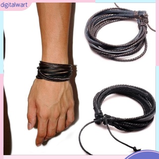Vòng tay da nhân tạo nhiều lớp dễ dàng thay đổi kích thước cá tính thời trang dành cho nam và nữ