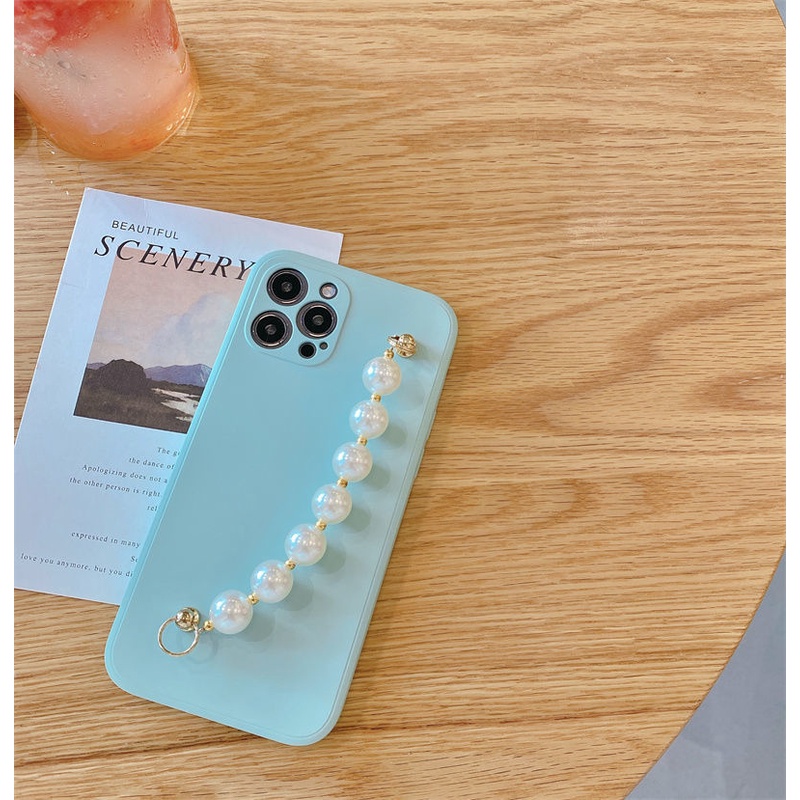 ốp iphone Đính Ngọc Trai Kèm Dây Đeo Tay Cho Ip6 6splus 7 7plus 8plus XR X XS 11 12 Pro max Plus Promax max-链019