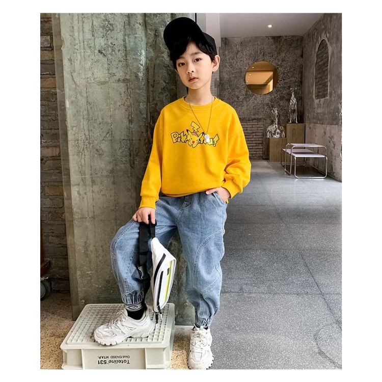 Pokemon Clothes kids University T Fashion Children's Clothes Boys Long Sleeve T-Shirts Pikachu Sweatshirts Tops Spring Autumn Winter New Korean Style Round Neck Bottoming Shirts