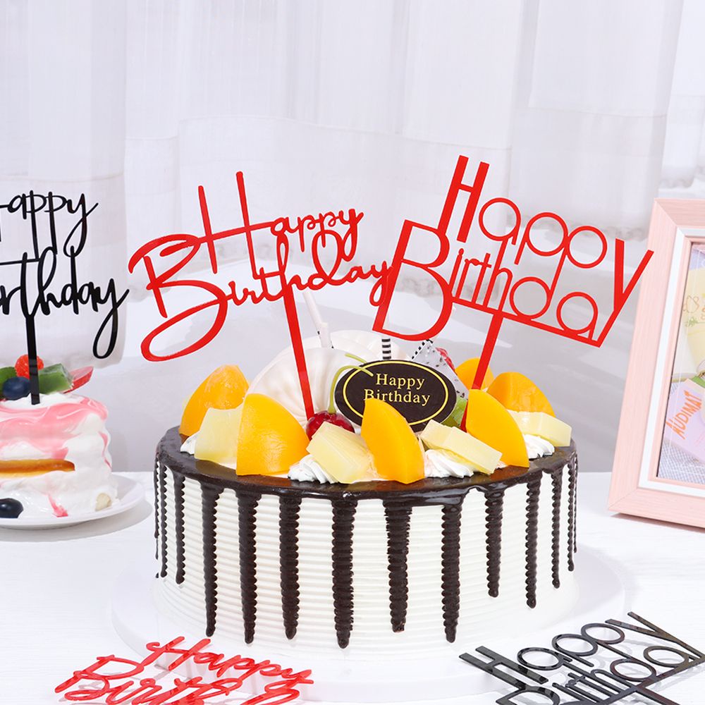 Phụ kiện trang trí bánh kem hình chữ Happy Birthday bằng acrylic tráng gương DIY