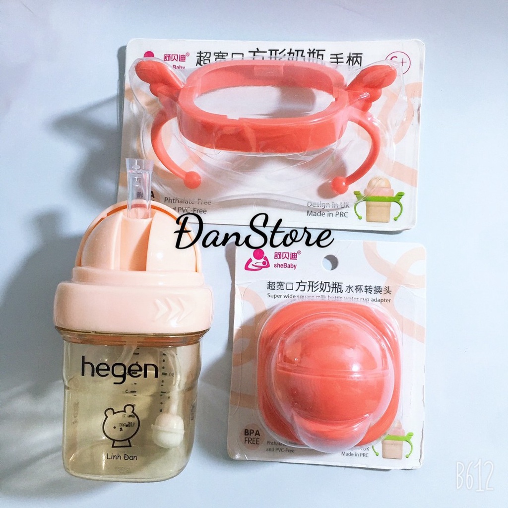 Bộ tay cầm ống hút màu xanh/ hồng/ trắng/ đỏ/ ghi bình sữa he gen,ống hút bình sữa HG