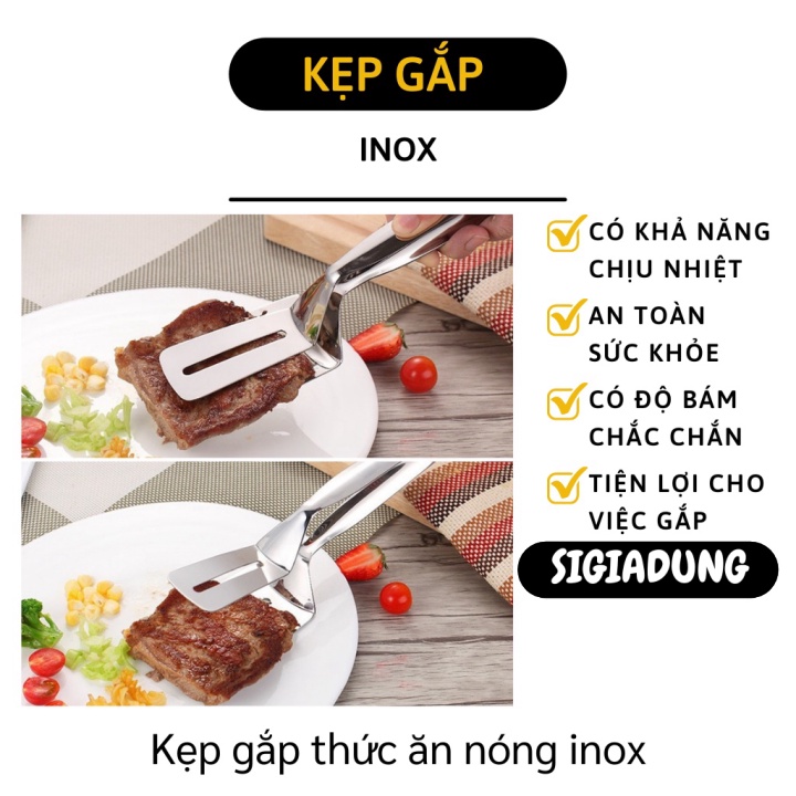 [SGD] Kẹp Inox Gắp Thức Ăn - Xẻng Lật Thịt Nướng, Đồ Chiên Rán, Tay Cầm Thoải Mái 9750