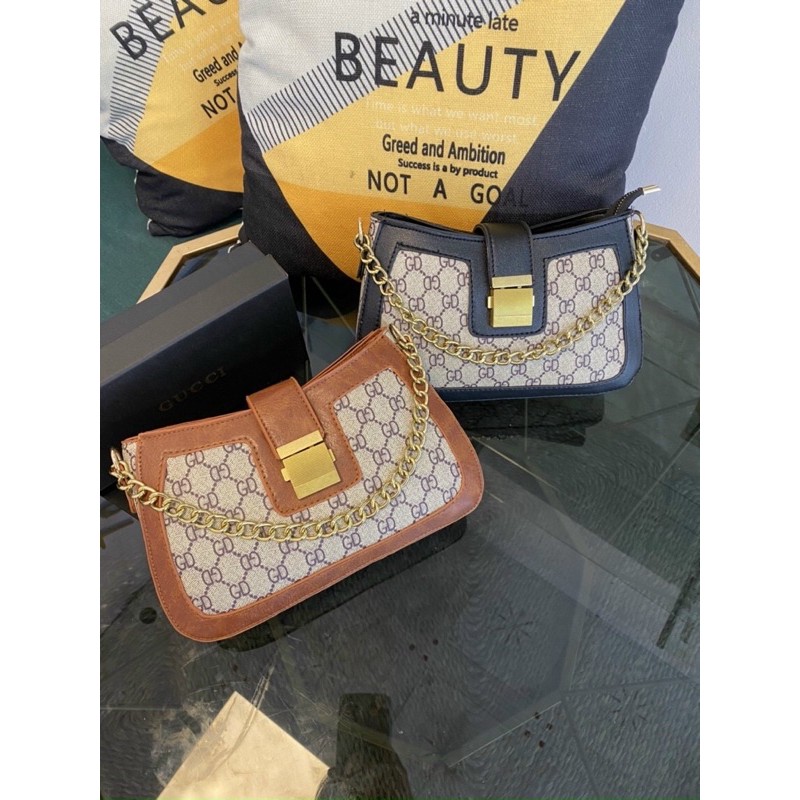 Túi xách  kẹp Nách in hoạ tiết CD khoá vuông mẫu mới❣️FREESHIP❣️