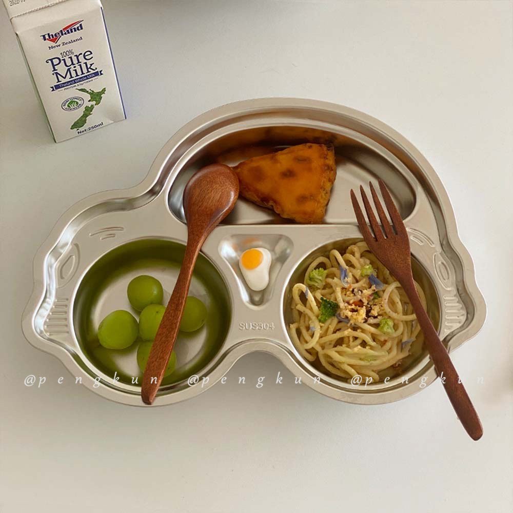 Khay Đựng Thức Ăn Bằng Thép Không Gỉ 304 Chống Sốc Họa Tiết Hoạt Hình Cho Bé