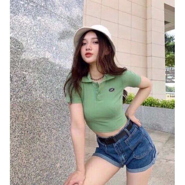 🔅Set Bộ Quần Jeans Ngố + CropTop Logo Cam  ༷