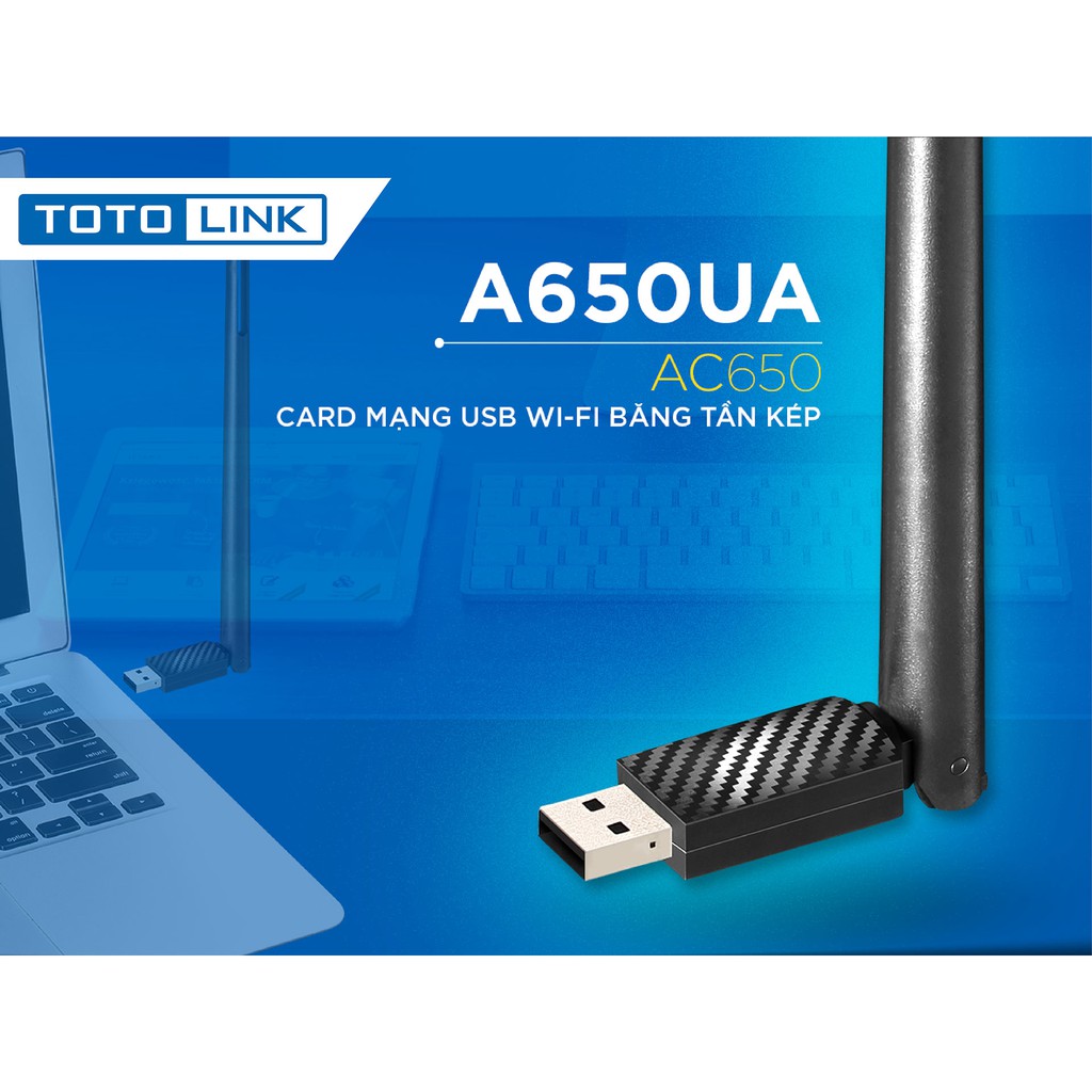 USB Wi-Fi TOTOLINK băng tần kép chuẩn AC650