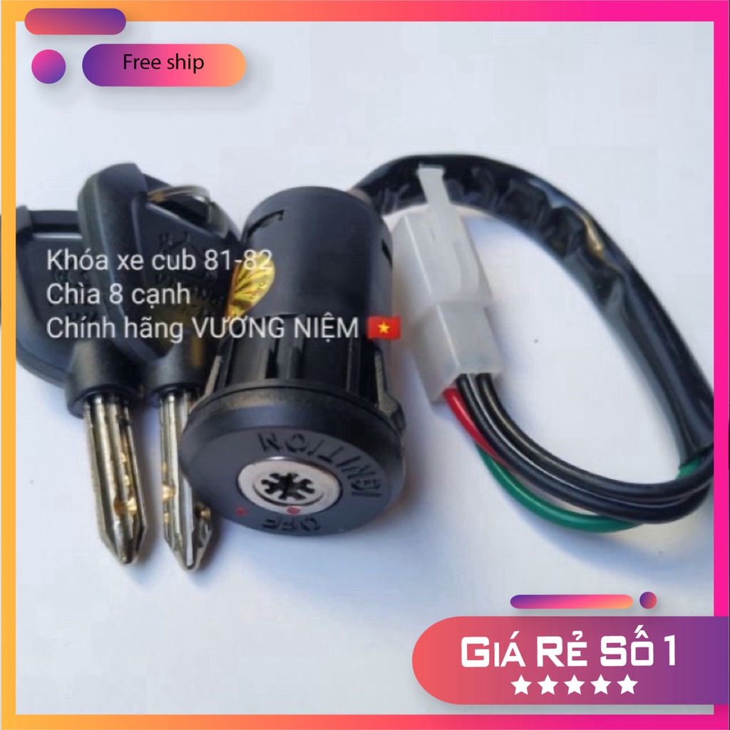 HCM- Bộ Ổ Khoá Xe Cub 81 - 82 Chìa 6 - 8 Cạnh Chống Trộm Chính Hãng VƯƠNG NIỆM ĐỒ CHƠI XE MÁY GIÁ SỈ