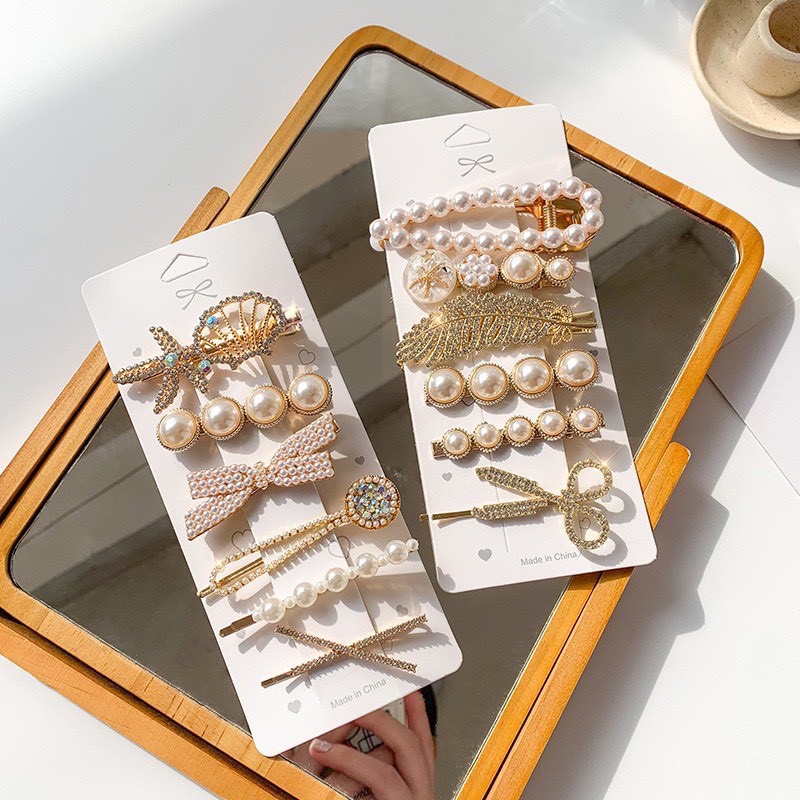 (SIÊU KHUYẾN MÃI) Set 6 Kẹp Tóc Ngọc Trai Siêu Sang Chảnh - Ngọc Trai Nhân Tạo