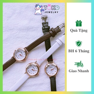 Đồng hồ nữ Yuhao dây da hàn quốc mặt kính 3D thời trang sành điệu