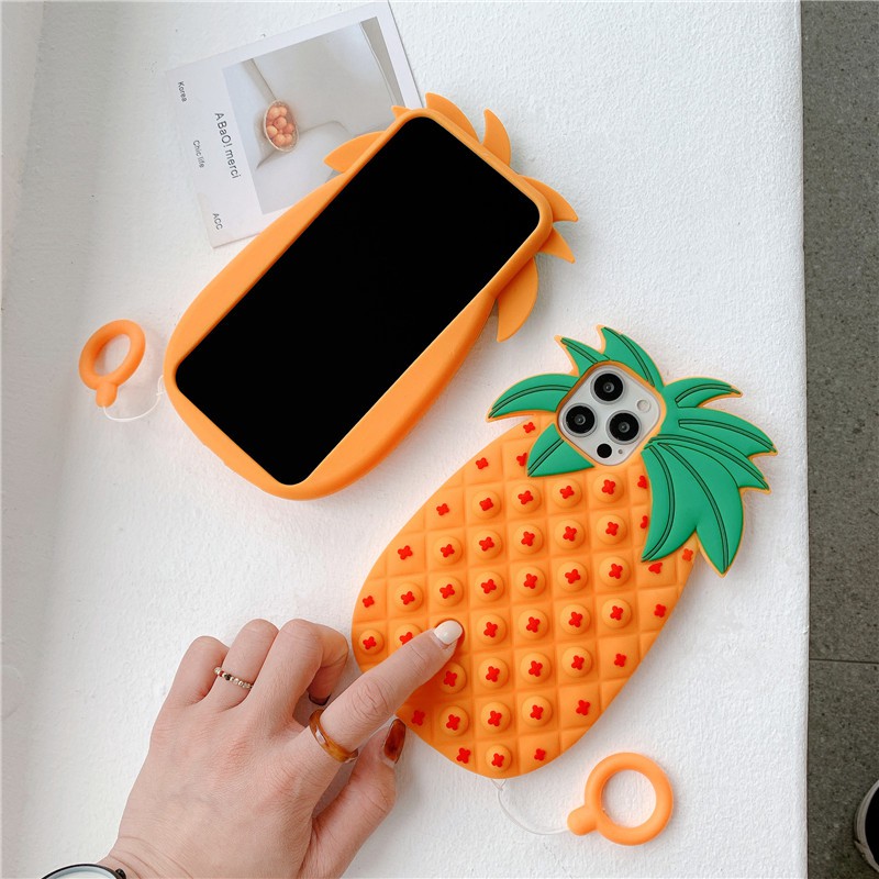 iPhone 11 Pro Max / iPhone12 / iPhone X / iPhone 7 Plus / iPhone 8 / iPhone 6 / iPhone 11 decompression pineapple anti-drop mobile phone case silicone soft shell