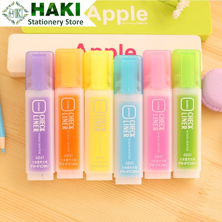 Bút đánh dấu dạ quang HAKI nhiều màu sắc tùy chọn tiện lợi dành cho học sinh B66