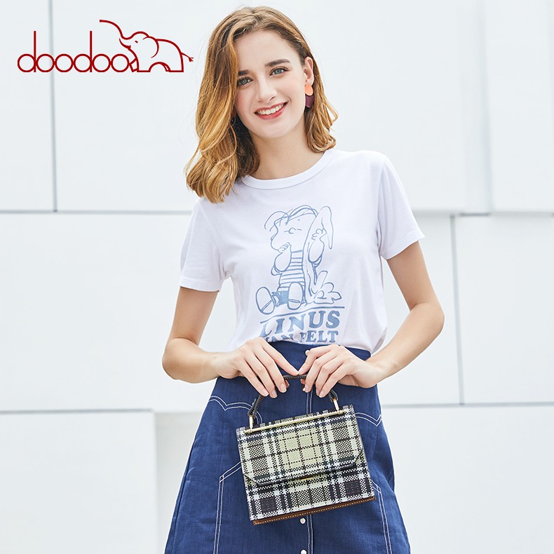 Túi xách nữ kẻ caro thời trang DOODOO phong cách Hàn Quốc sành điệu D8266