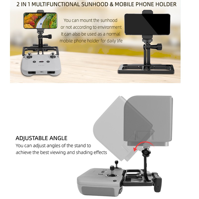 SUNNYLIFE Mavic Drone Remote Control Holder Bracket Phone Tablet Stand with Sun Hood for DJI Mavic Air 2/Pro/Air/Spark | WebRaoVat - webraovat.net.vn