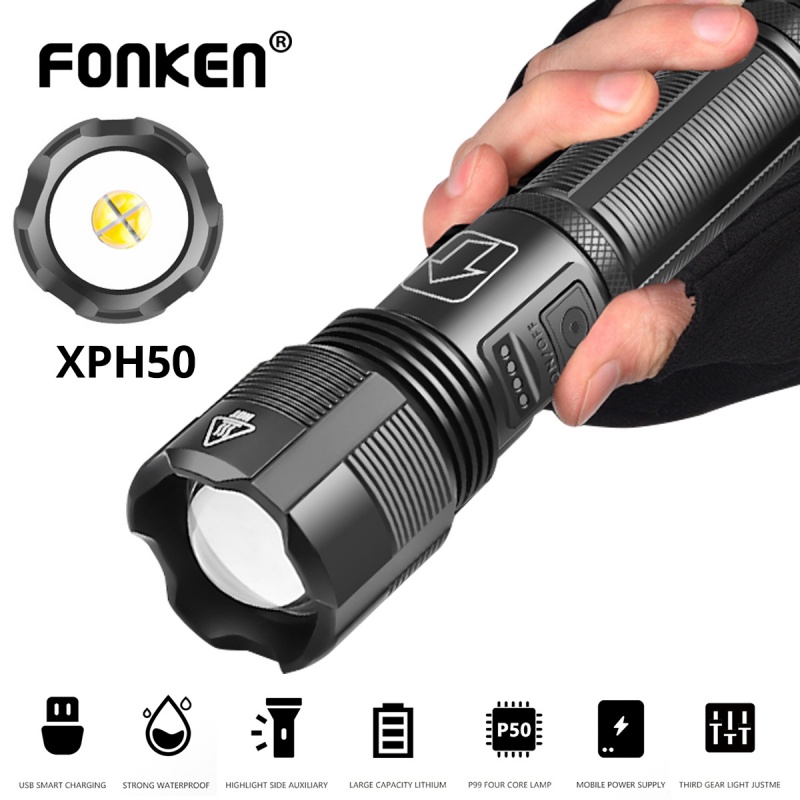 Đèn Pin Led Siêu Sáng Fonken 1000 Lumens 5 Chế Độ Điều Chỉnh Ánh Sáng Tiện Dụng