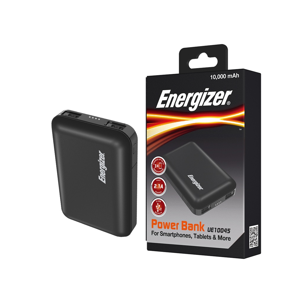 Sạc dự phòng Energizer 10000mAh UE10045 - tích hợp 2 cổng output, thiết kế nhỏ gọn tiện lợi - Hàng chính hãng