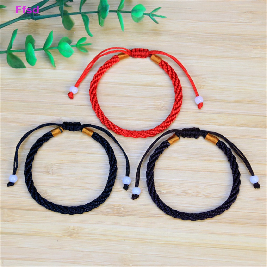 {Ffsd} Vòng Tay Dây Đỏ May Mắn Bện Thủ Công Có Thể Điều Chỉnh Kích Thước Cho Cặp Đôi Bán Chạy