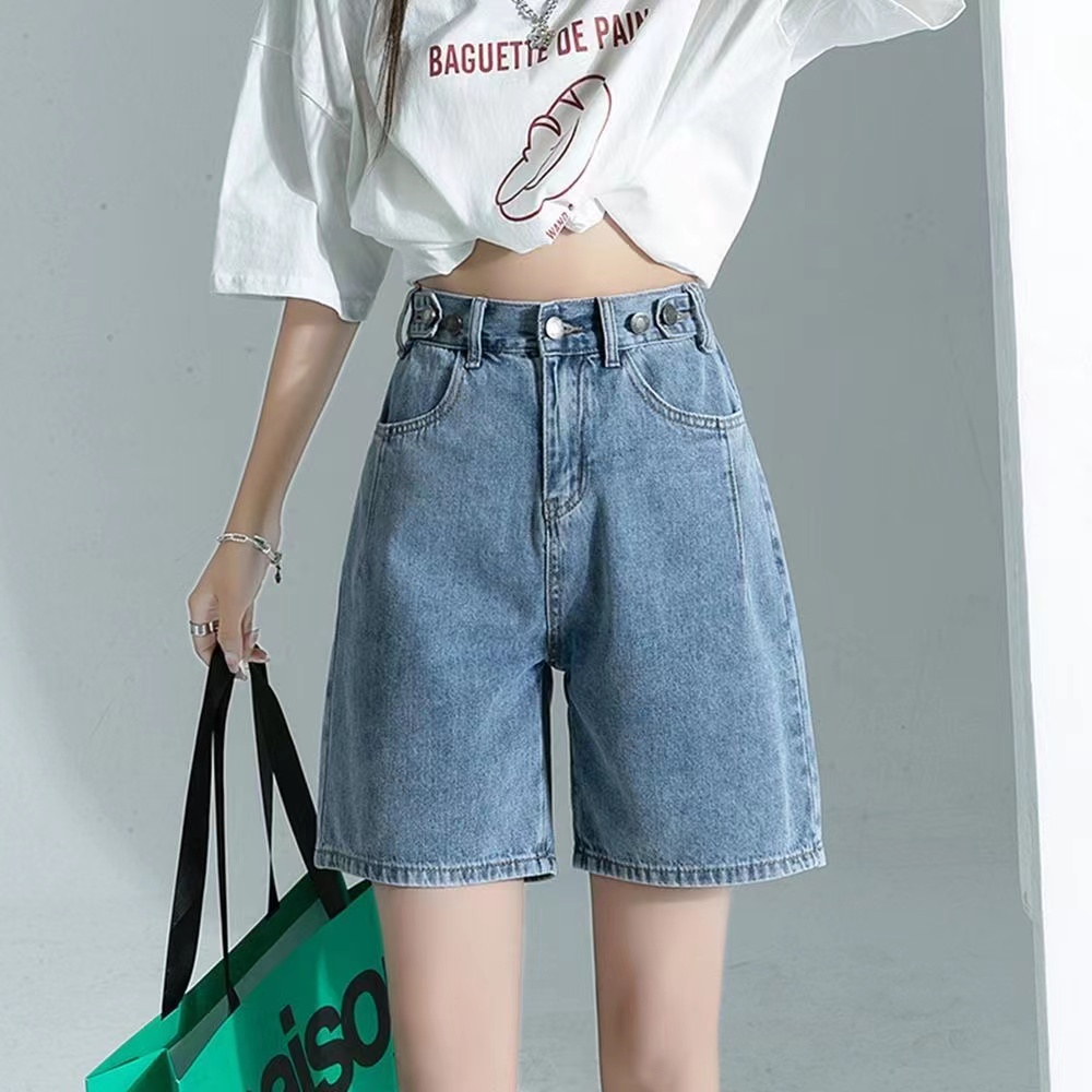 Quần Short Denim Lưng Cao Phong Cách Hàn Quốc Đơn Giản Thời Trang Mùa Hè Cho Nữ