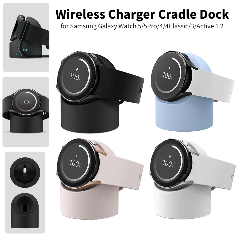 Đế Sạc Không Dây Bằng Silicone Cho Đồng Hồ Samsung Galaxy Watch 3 4 5 6 5 pro 4