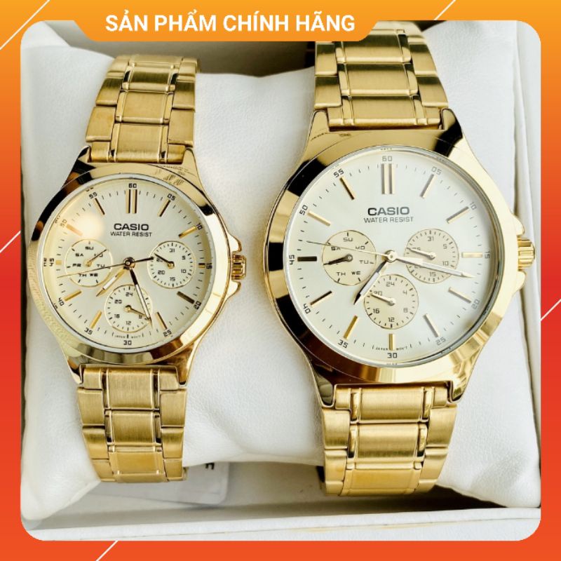 Đồng hồ đôi nam nữ dây thép chính hãng Casio MTP-V300G-9A