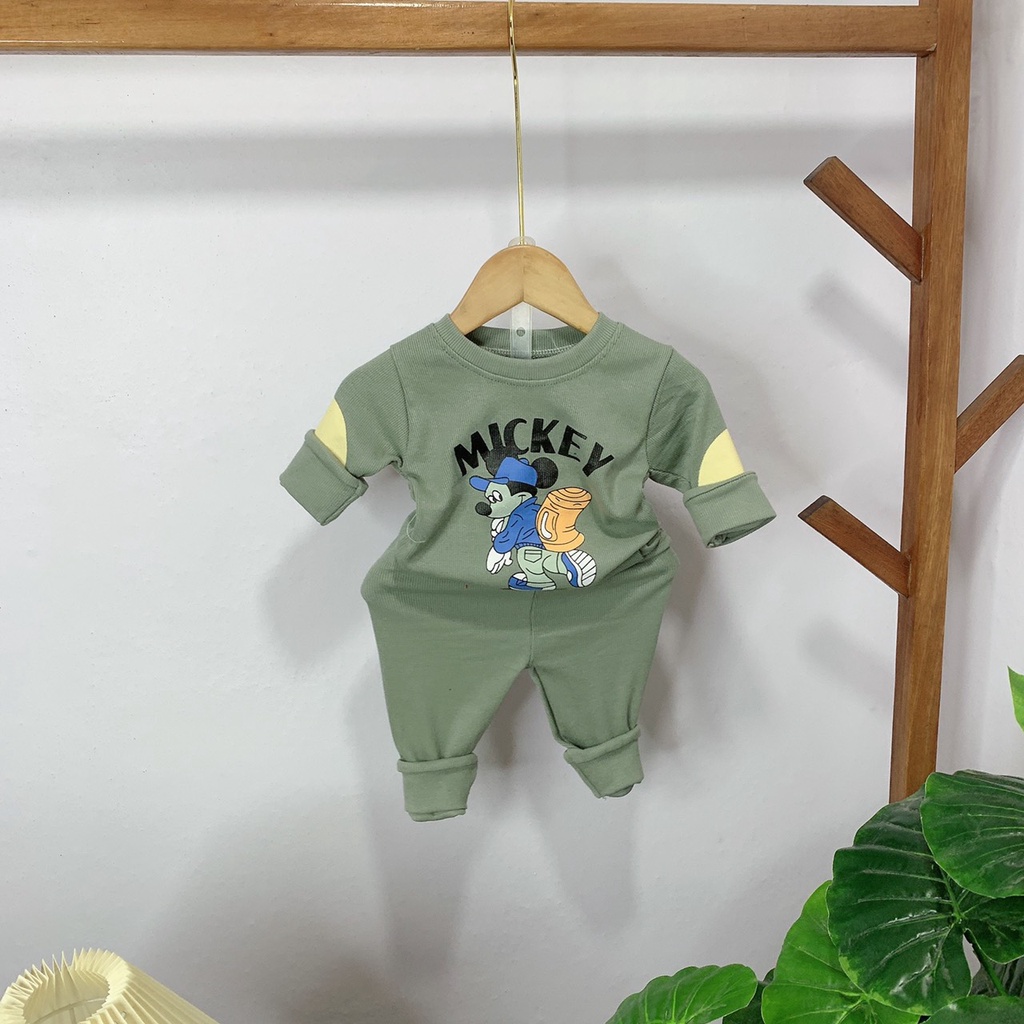 Set bộ thu đông trẻ em dành cho bé trai 8-18kg, bộ len tăm cho bé  mẫu mickey, chất mềm mịn, đường may đẹp.MICKEY68