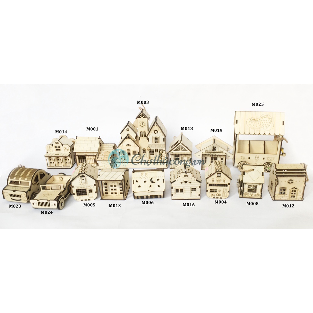 Mô hình nhà gỗ 3D lắp ráp DIY mini có đèn nhiều chế độ sáng, họa tiết xinh xắn, nhiều mẫu, decor vintage